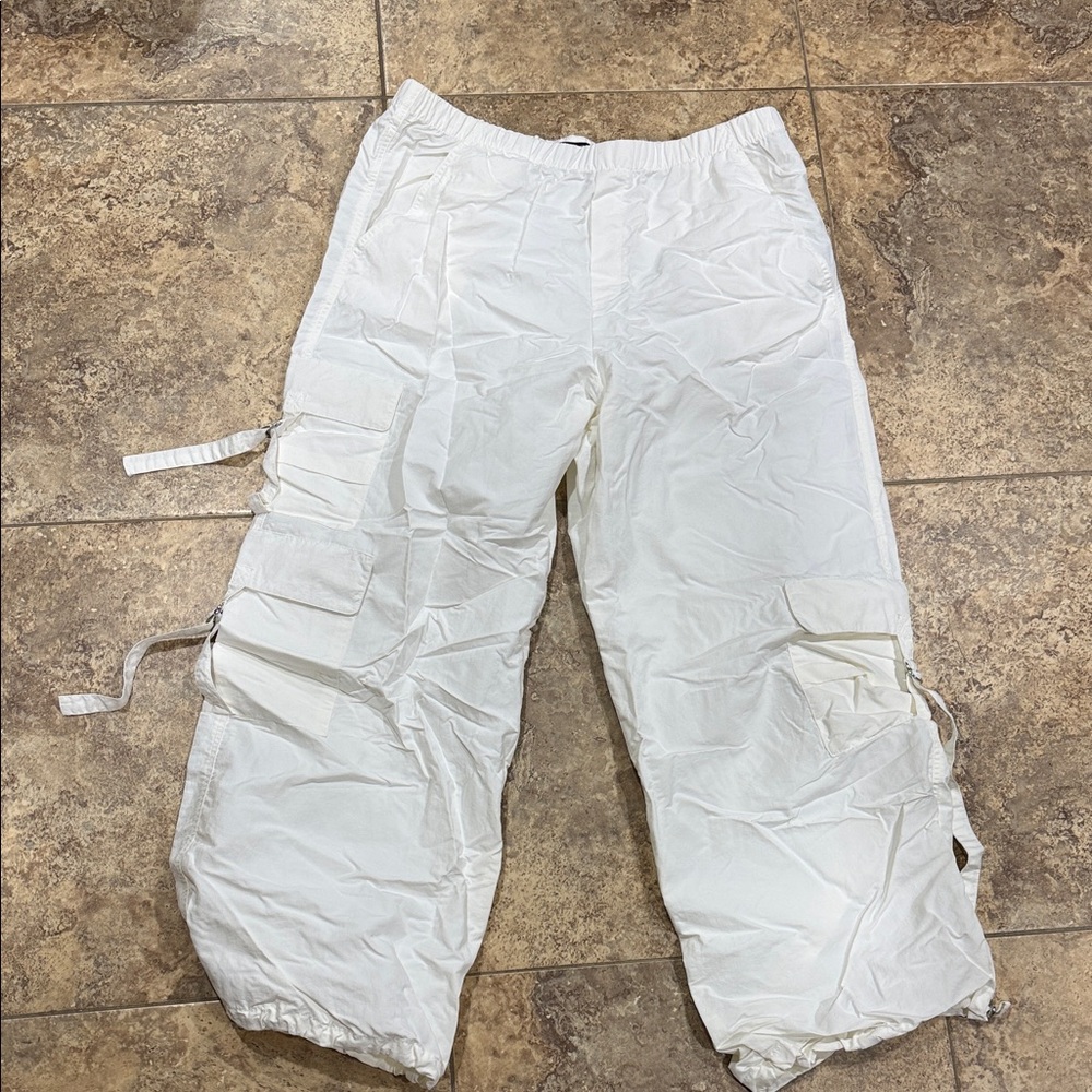 Zara Off-White Elastic Waist Pants
